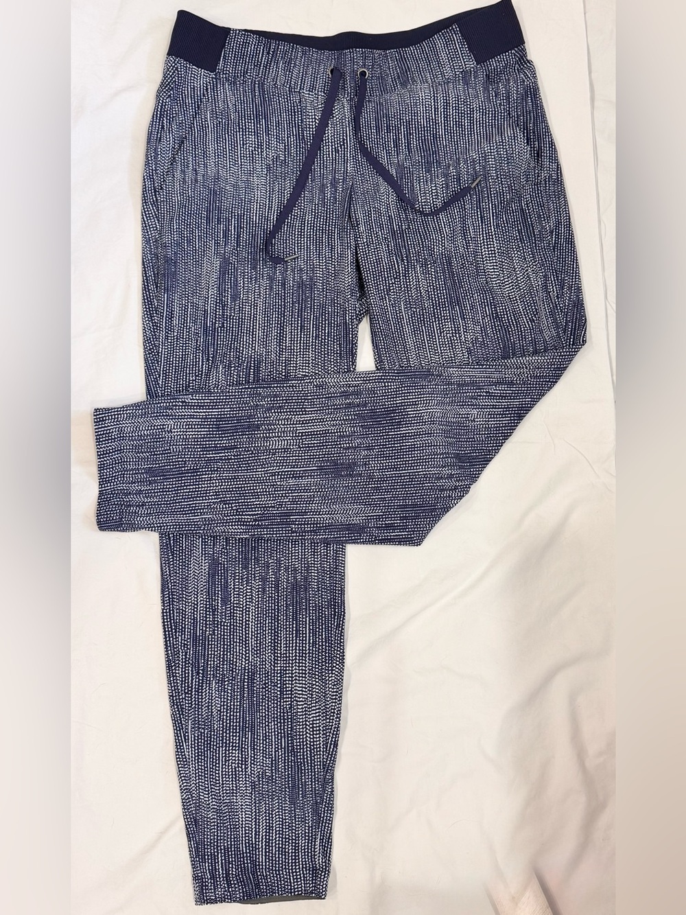Athleta Navy Heathered Jogger Pants Women 4 Drawstring Stretch Travel Lounge